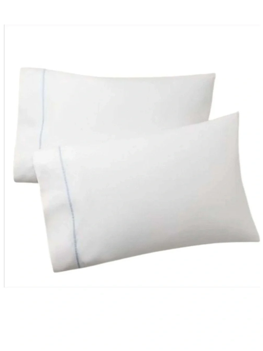 Ralph Lauren Palmer Percale Organic Standard Pillowcases Pkg of 2 White Blue NWT